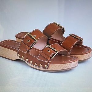 Never worn with box. J. Crew brown leather double buckle-strap sandals. Size 8H
